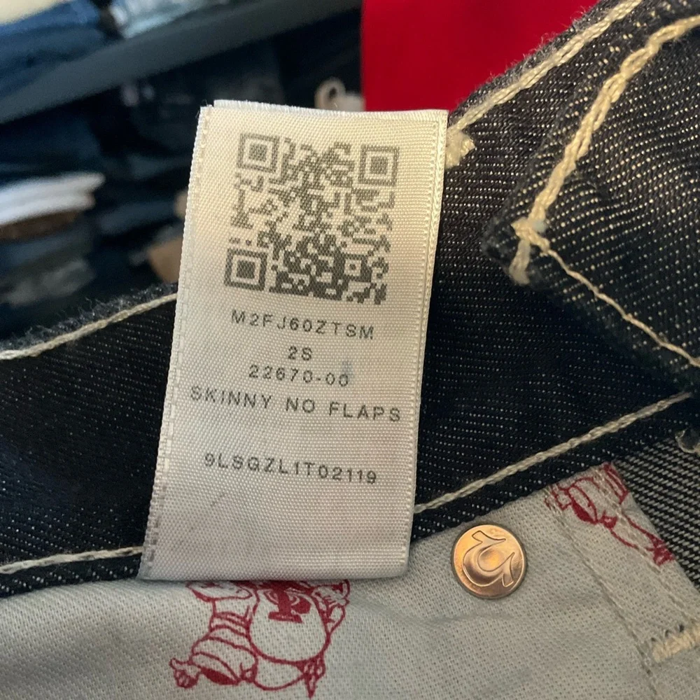 TRUE RELIGION sz 31 Men’s Skinny Jeans No Flap 5 Pocket Dark Wash